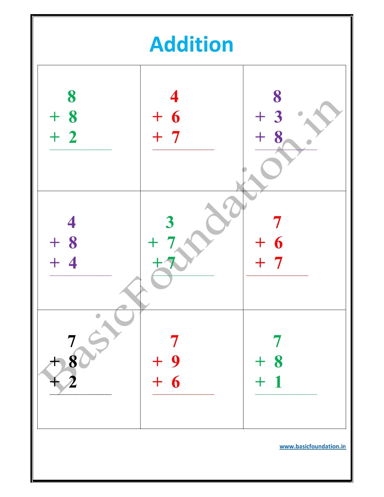 Addition Worksheet