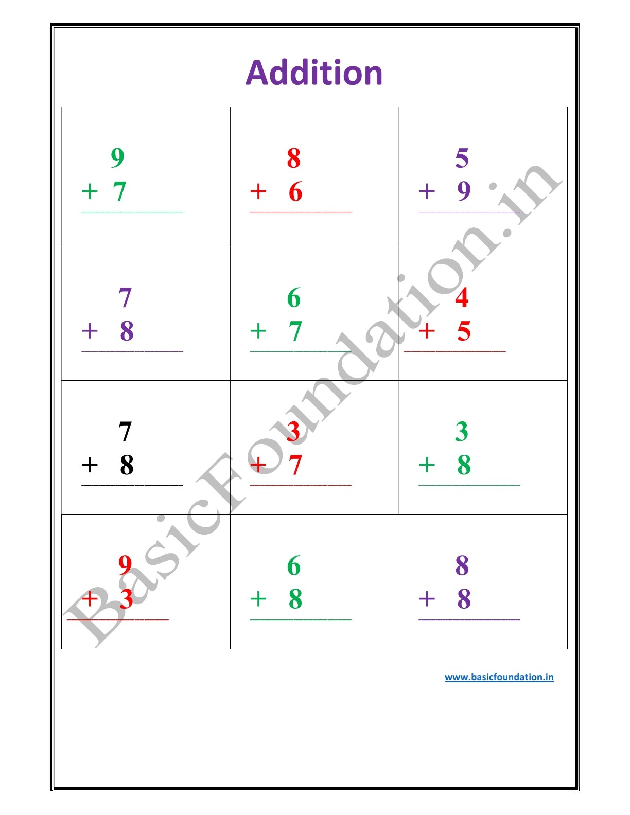 Addition Worksheet