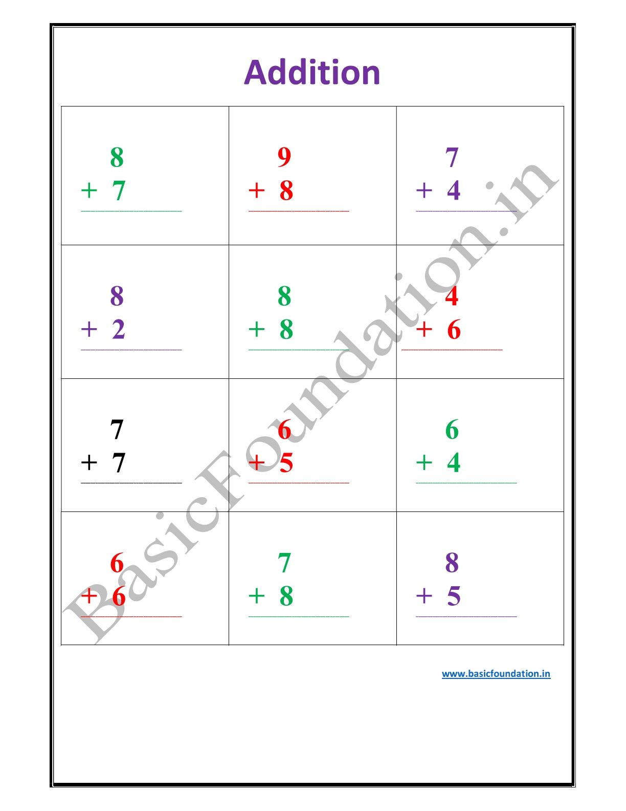 Addition Worksheet