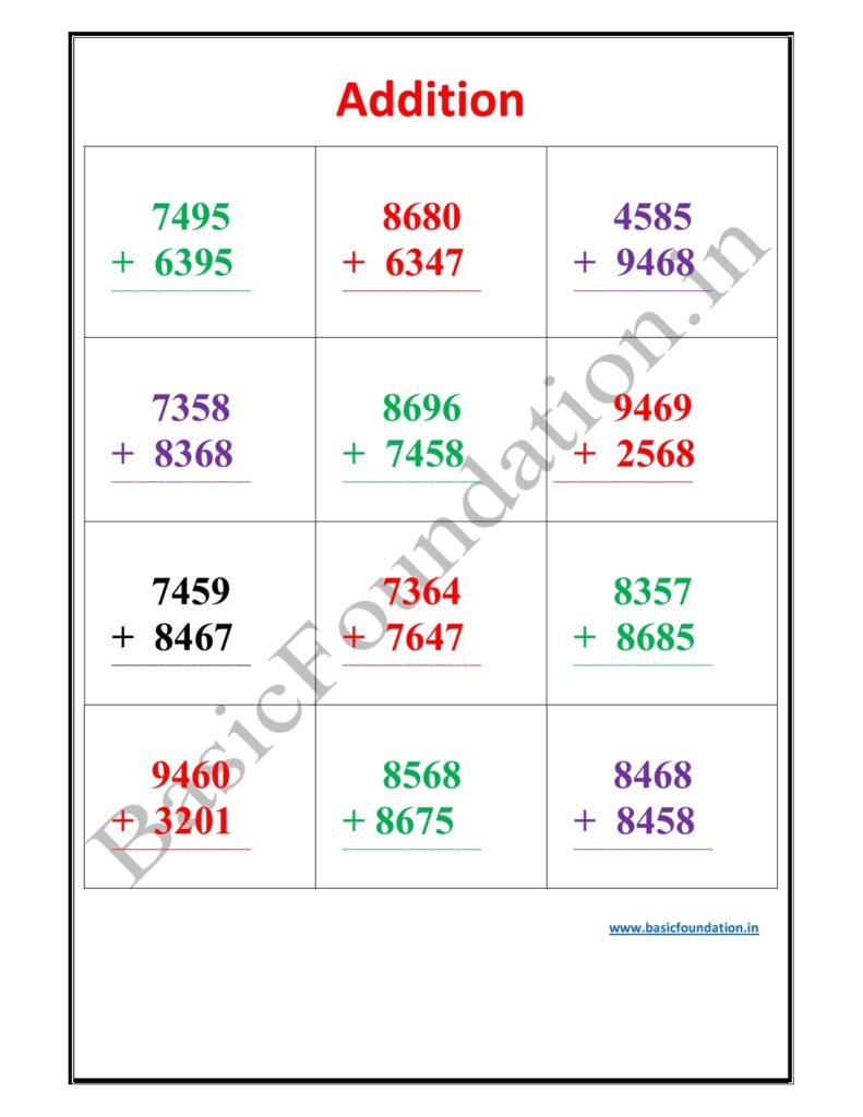 Addition Worksheet