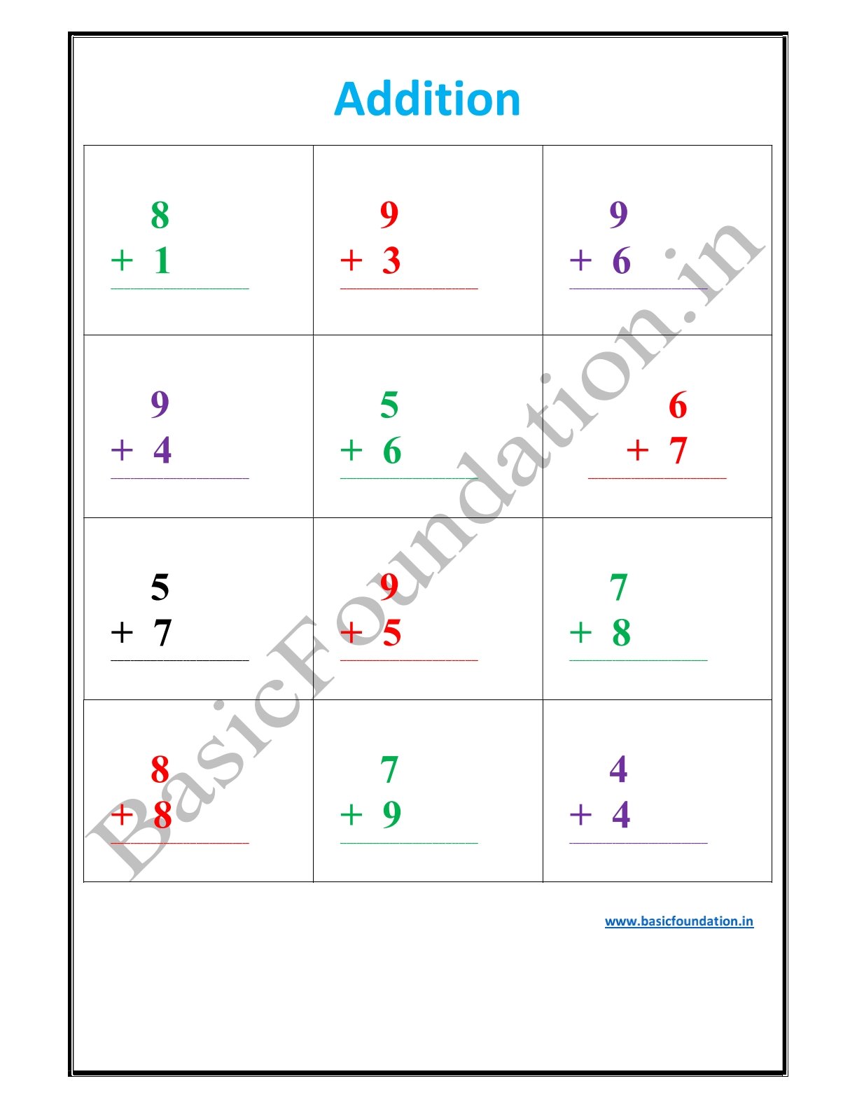 Addition Worksheet