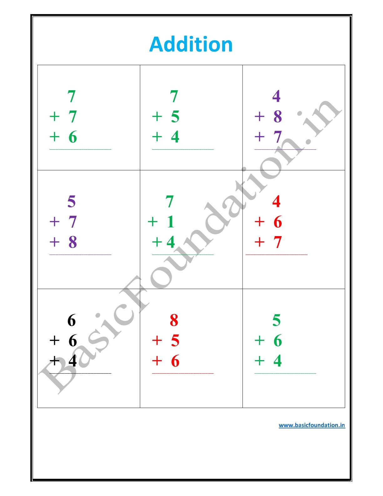 Addition Worksheet