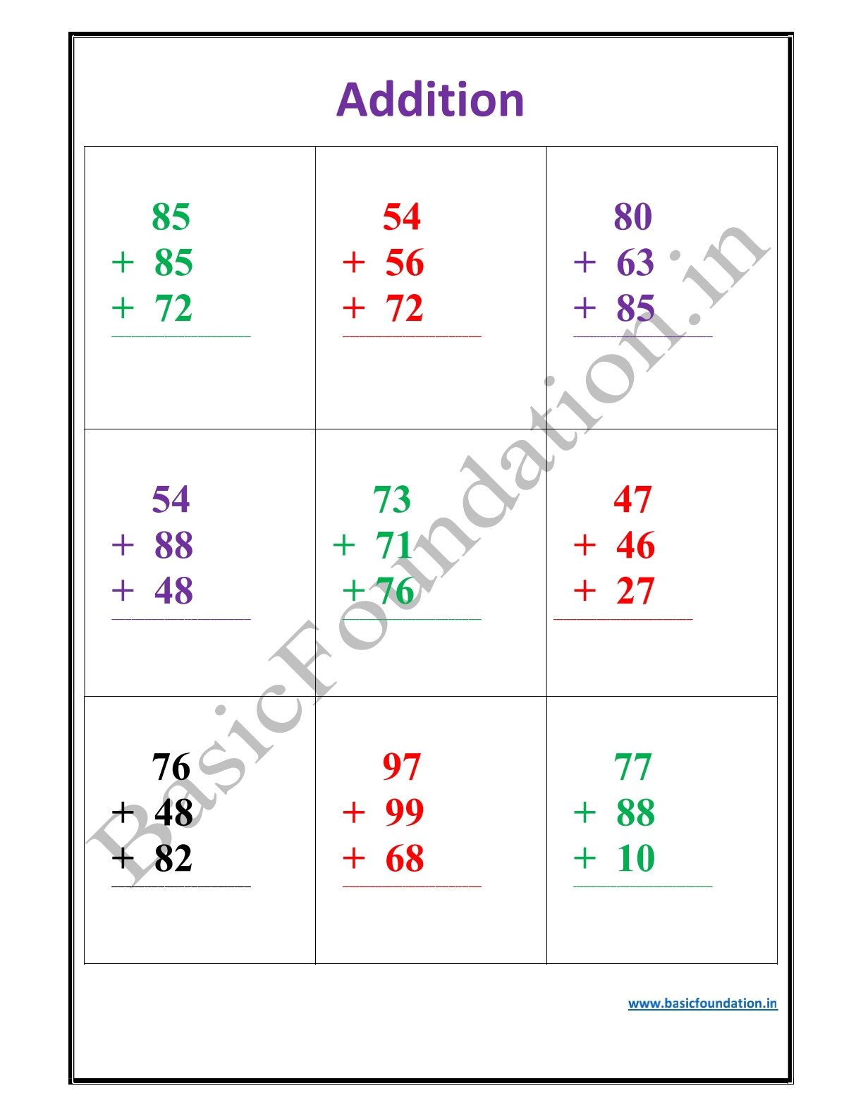 Addition Worksheet