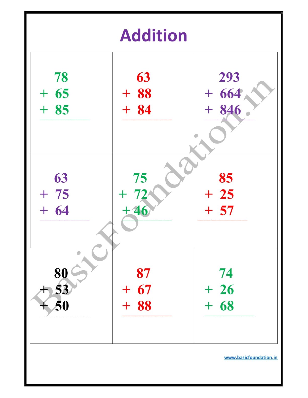 Addition Worksheet