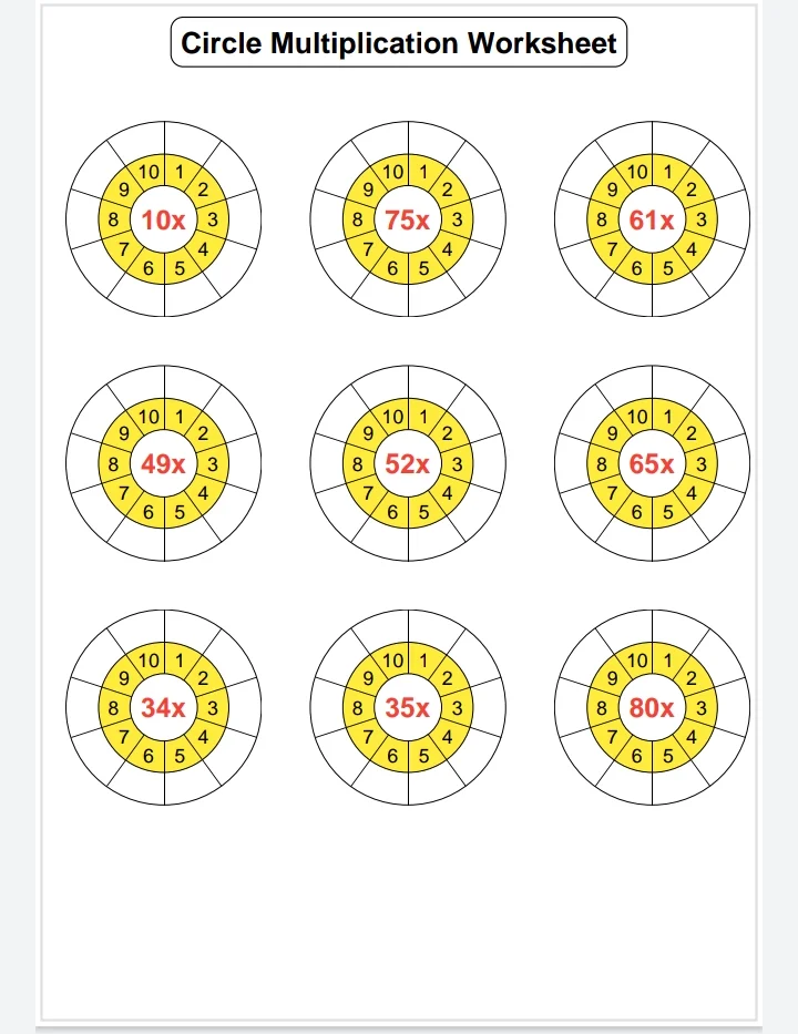 Circle Multiplication Worksheet